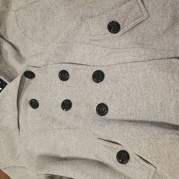 Sebby Grey Tweed Like Hooded Winter Pea Coat - Picture 4 of 10
